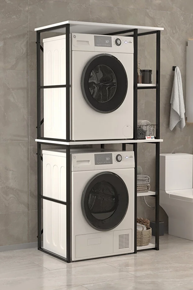 Çamaşır Makinesi Dolabı Kurutma Makinesi Dolabı Metal Banyo Dolabı Mısra Beyaz